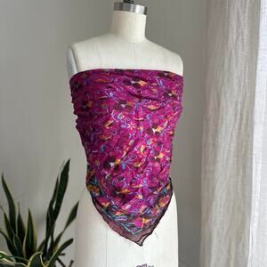 Scarf Magenta Multicolor Vintage Sheer Chiffon Scarf Top Floral Boho